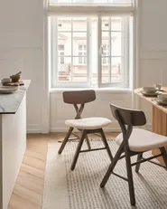 Set of 2 Dining Chairs LELAND Wood Brown/ Off-White_1065916
