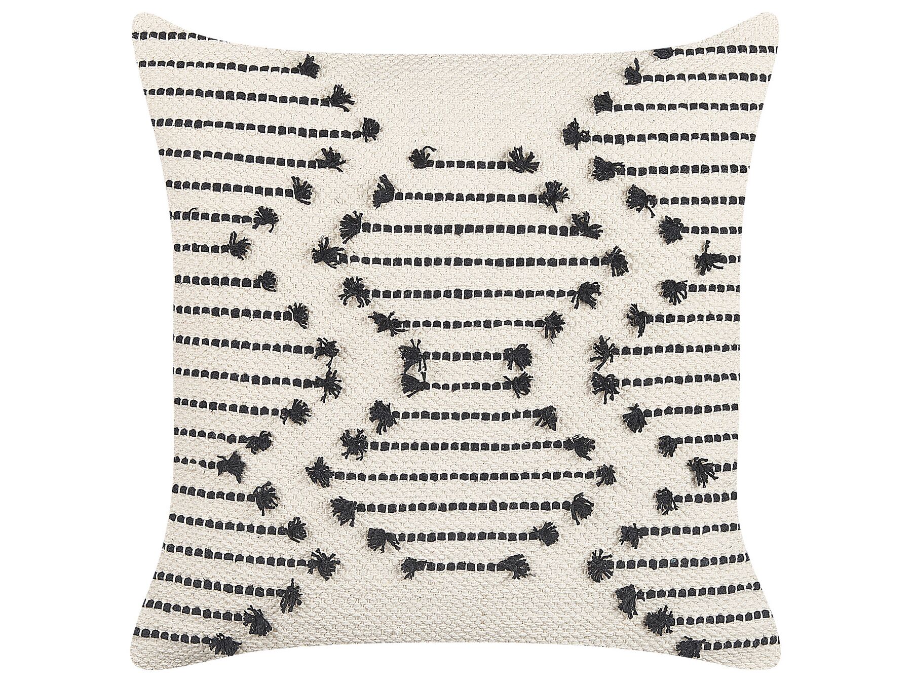 Coussin en coton à motif géométrique beige et noir 45 x 45 cm MYRTUS_839962