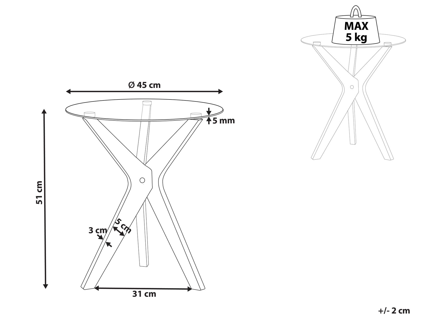 Glass Top Side Table Light Wood VALLEY_868719