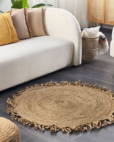 Round Jute Area Rug ⌀ 120 cm Beige ZONGULDAK