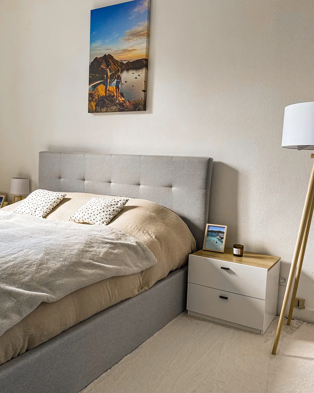 Comodino 2 cassetti EDISON Bianco_915892