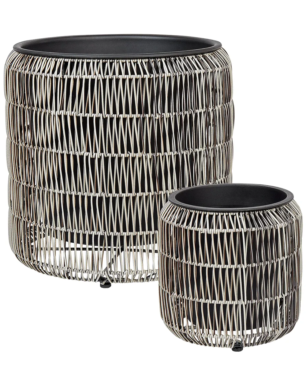 Set di 2 vasi per piante rattan sintetico marrone ORMOS