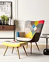 Wingback Chair VEJLE with Footstool Fabric Multicolour