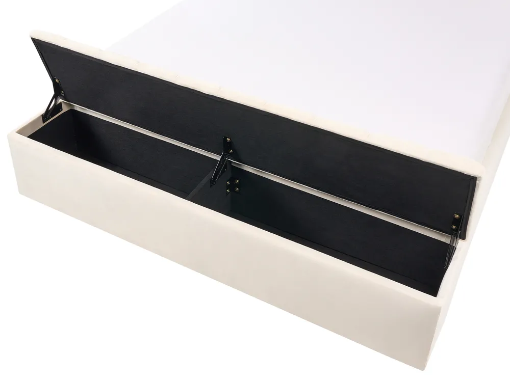 Waterbed with Storage Bench NOYERS Velvet Off-White 160 x 200 cm (EU King Size)_1036802
