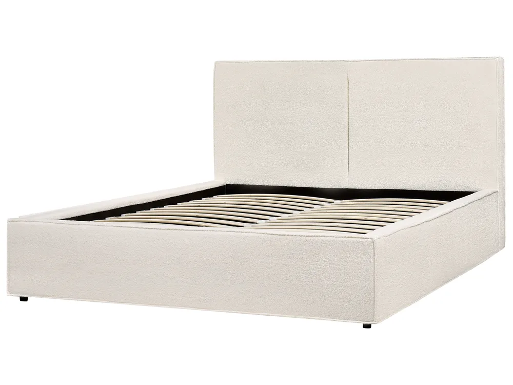 Letto contenitore MOISSAC Bouclé Bianco sporco 160 x 200 cm_928789