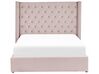 Zamatová posteľ s úložným priestorom 160 x 200 cm ružová LUBBON_833879
