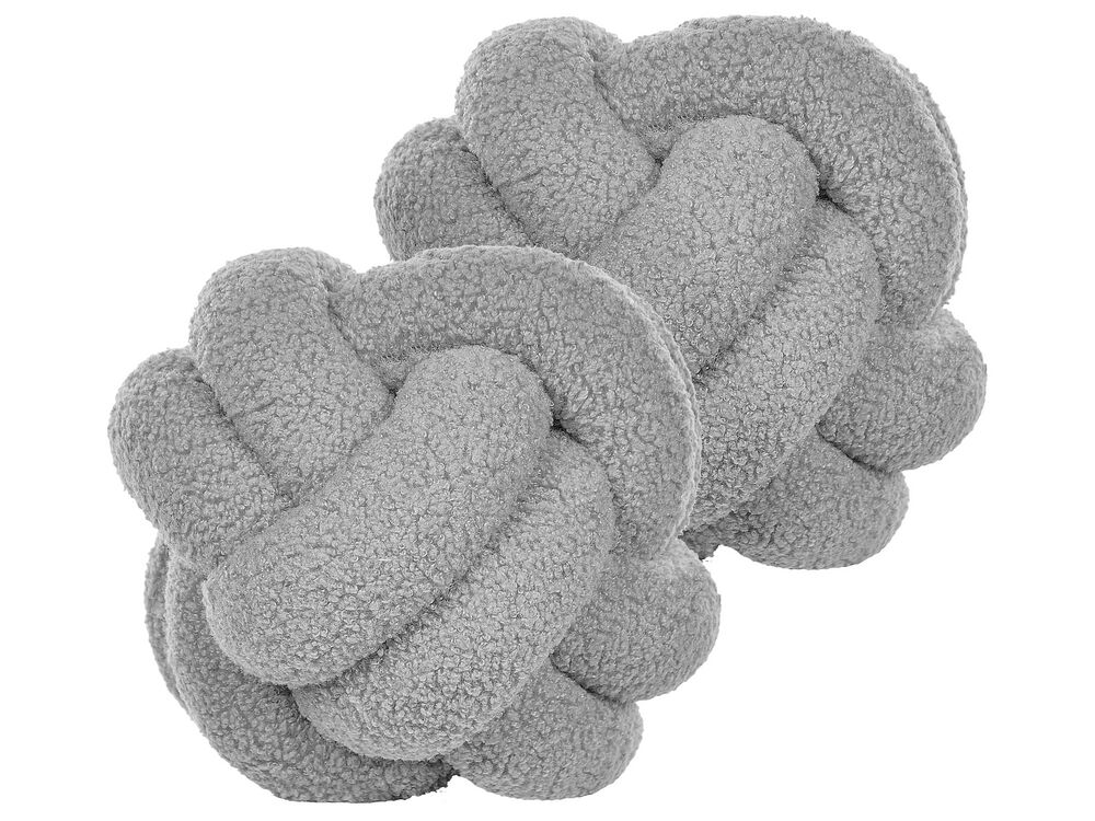 Set of 2 Decorative Cushions MALNI 19 x 19 cm Boucle Grey Solid