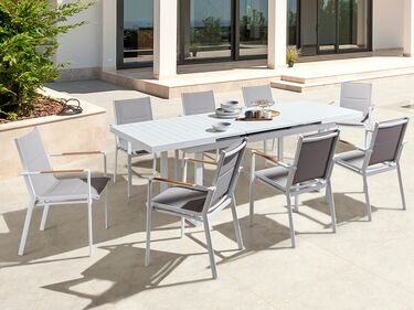 8 Seater Aluminium Garden Dining Set Grey VALCANETTO/BUSSETO