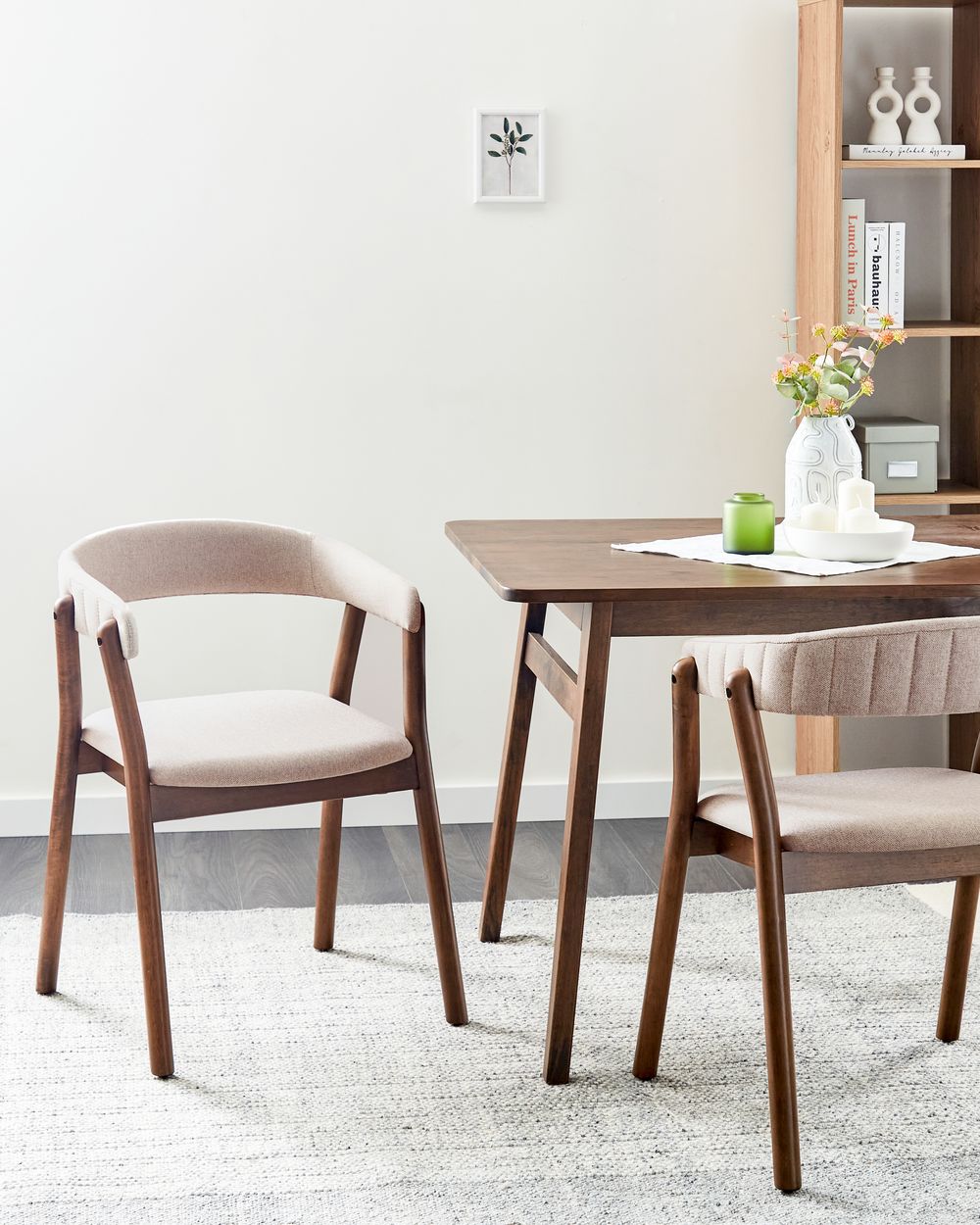 Set de 2 scaune dining MYLO Maro închis/Bej