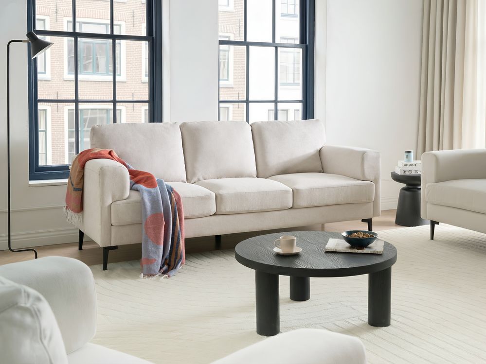 Sofa 3 Seater LOUSTO Fabric Light Beige