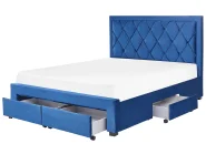 Bed with Storage Drawers LIEVIN Velvet Navy Blue 160 x 200 cm (EU King Size)_821231