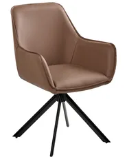 Dining Chair Swivel MORNAS Faux Leather Brown_1037115