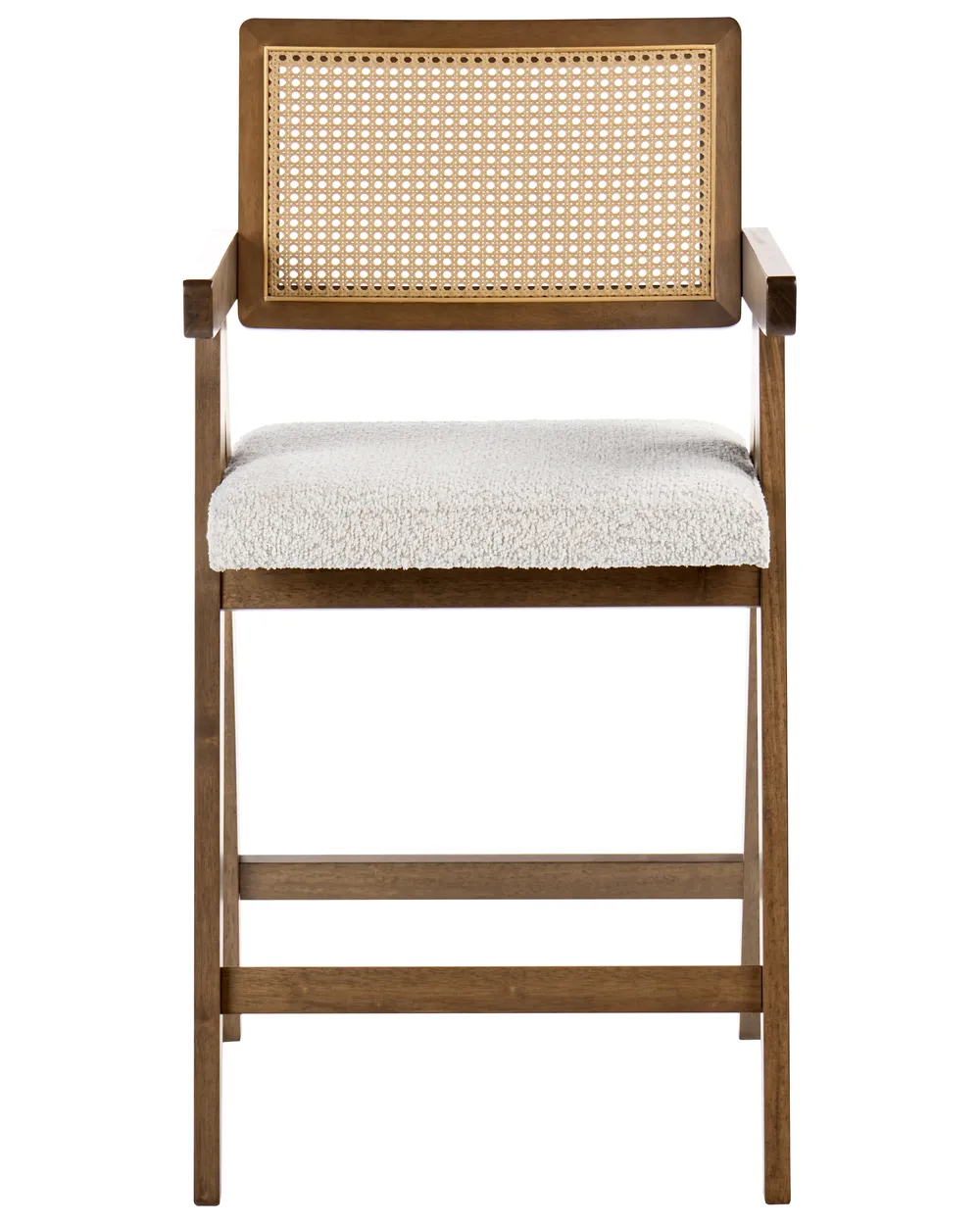 Set of 2 Bar Chairs AVA Wood Brown/ Light Beige_1060606
