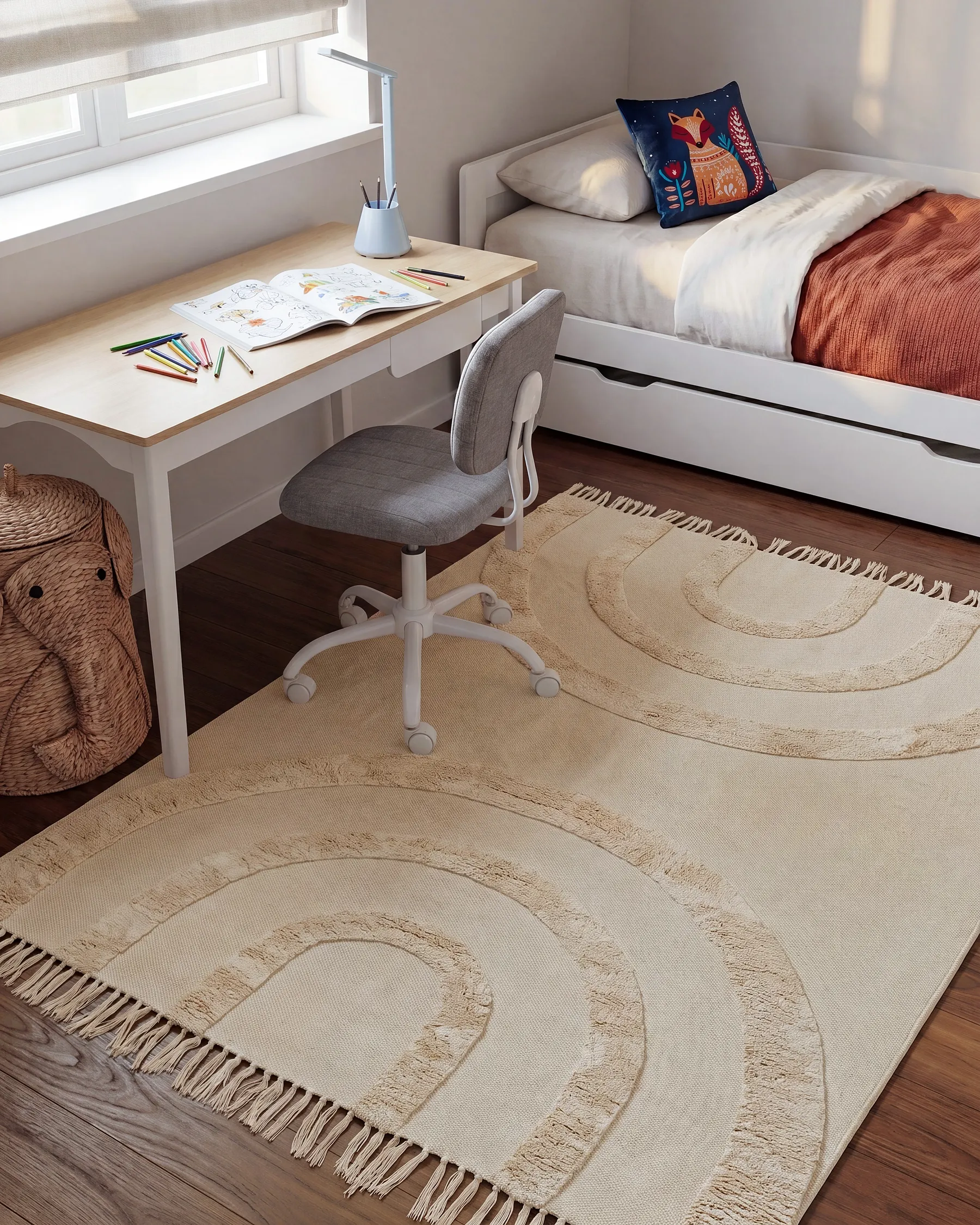Kids Rug NAKO  Beige 140 x 200 cm Cotton_1135352