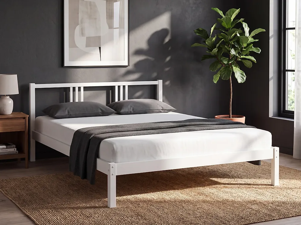 Bed Pine Wood VANNES 140 x 200 cm (EU Double) White_1174137