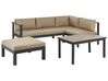 5 Seater Aluminium Garden Corner Sofa Set Black and Sand Beige MESSINA_932149