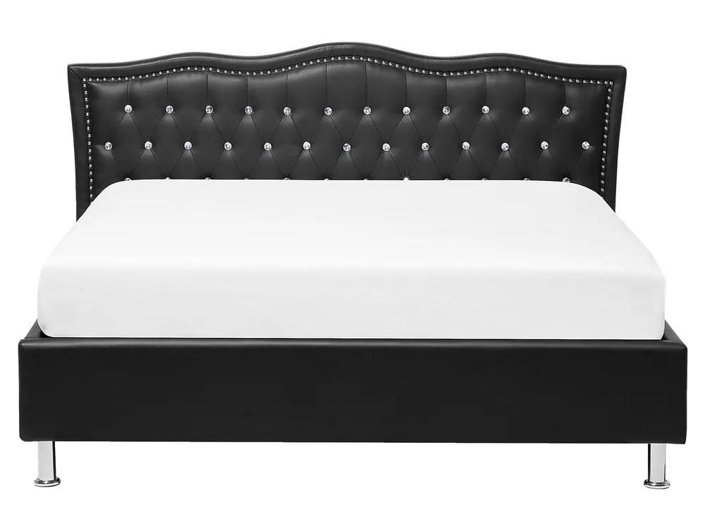 Bed Faux Leather METZ 160 x 200 cm (EU King Size) Black_731000