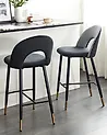 Set of 2 Bar Chairs FALTON Velvet Black/ White