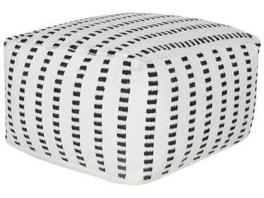 Pouf da esterno tessuto bianco e nero 50 x 50 x 30 cm GAJAN