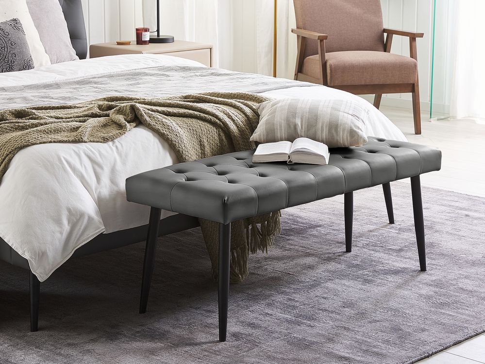 Upholstered Bench ESSONNE Faux Leather Grey