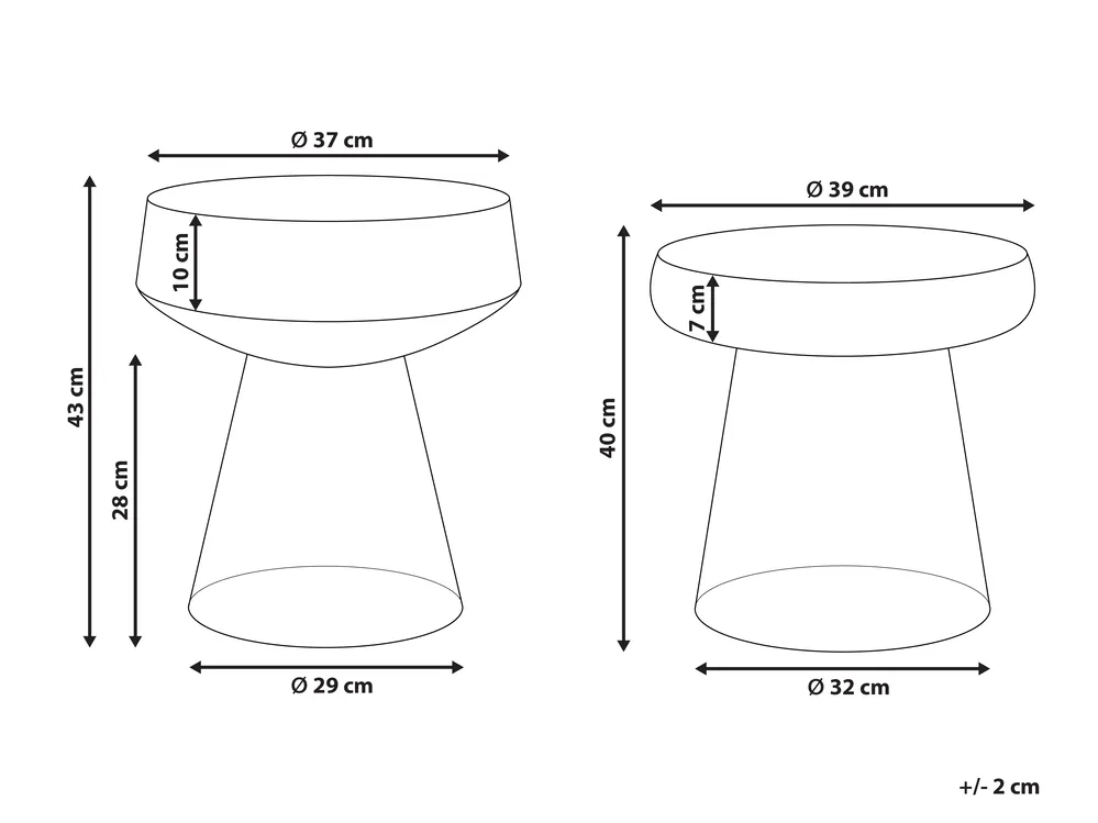 Set of 2 Side Tables LAGUNA/CALDERA Glass Golden Brown_883302