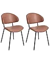 Set of 2 Dining Chairs KIANA Faux Leather Brown