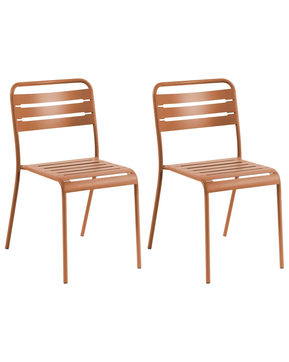 Set of 2 Garden Chairs LEFKADA Metal Brown