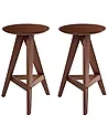 Set of 2 Bar Stools AROMA Wood Brown