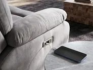 Sofa z elektryczną funkcją relaksu dla 2 osób BERGEN Welur Szary_1080318
