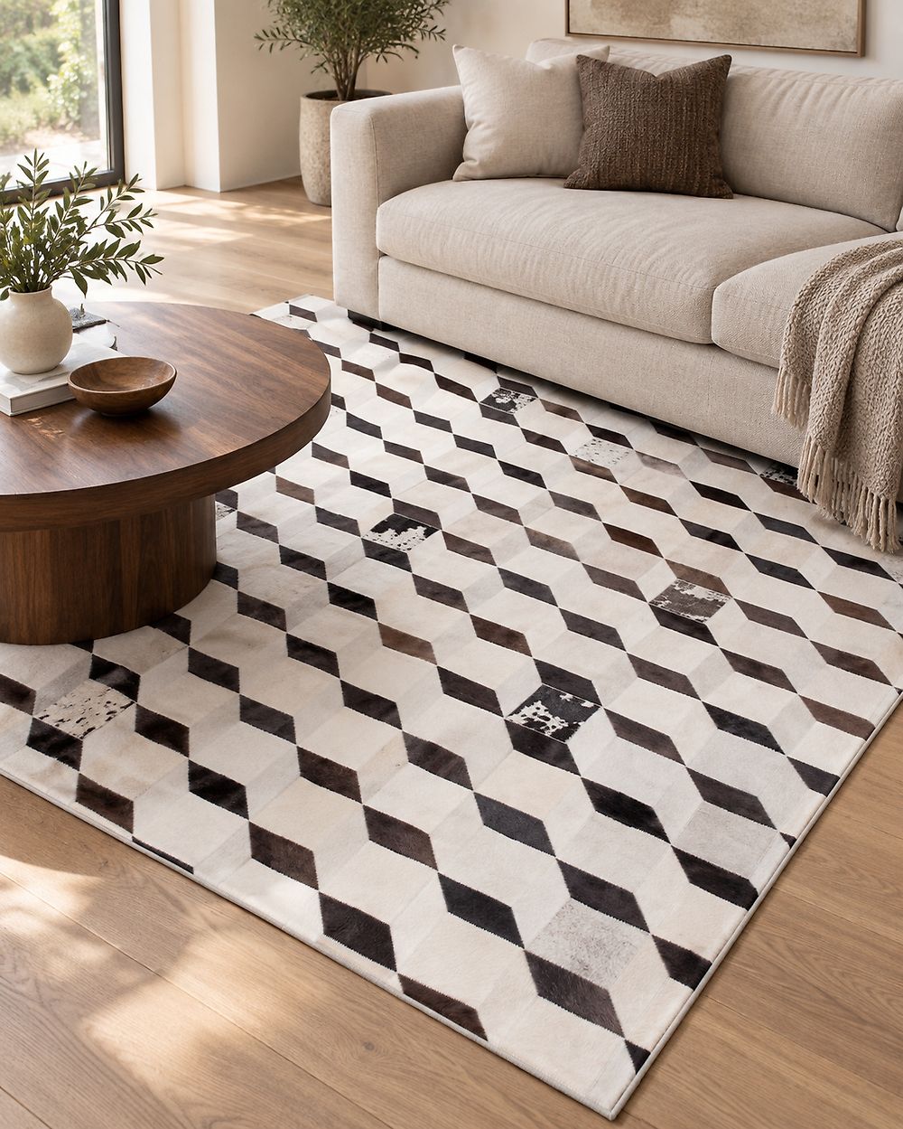 Rug ALPKOY White 140 x 200 cm Leather