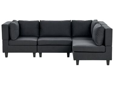 4 Seater Left Hand Modular Fabric Corner Sofa Black UNSTAD
