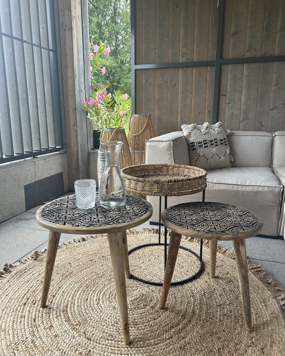 Set of Side Tables SHARMA Mango Wood Brown/ Black