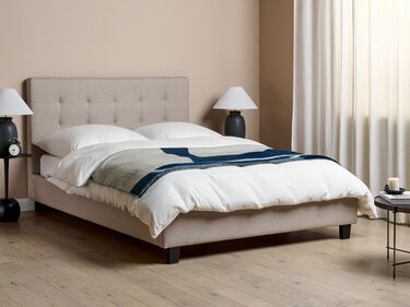 Fabric EU Double Size Bed Light Grey LA ROCHELLE