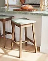 Set of 2 Bar Stools DIXON Wood Dark Brown/ Green