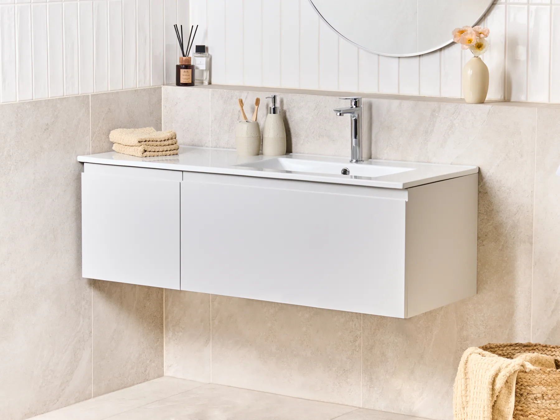 Wall Mounted Vanity Unit with Basin COROICO Light Grey_1010457