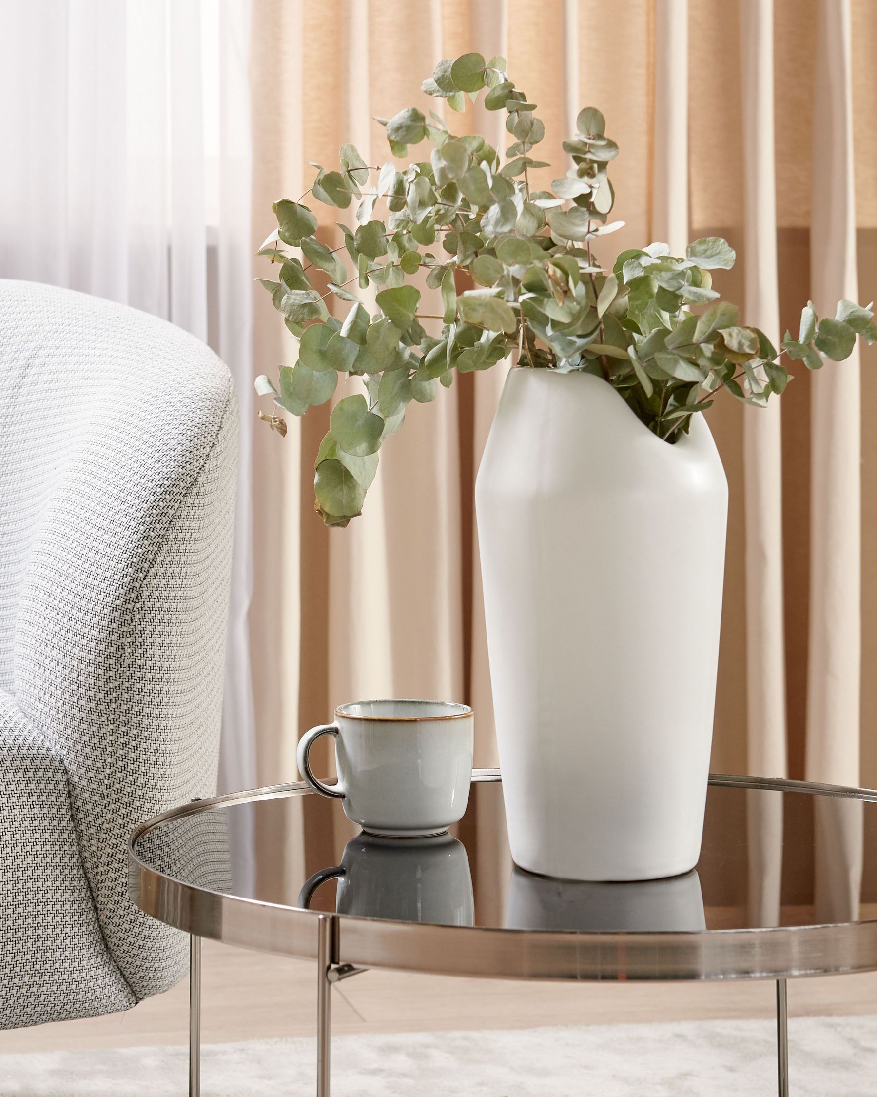 Vaso decorativo CENABUM Gres porcellanato 34 cm Bianco