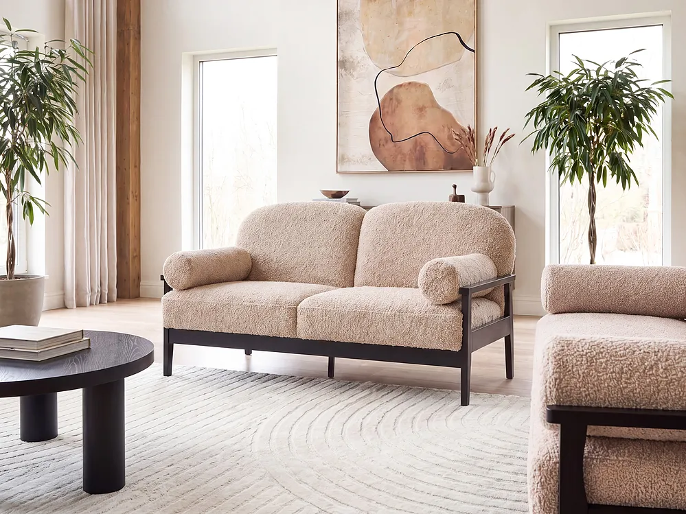 Sofa dla 2 osób PILARNE Boucle Beżowy