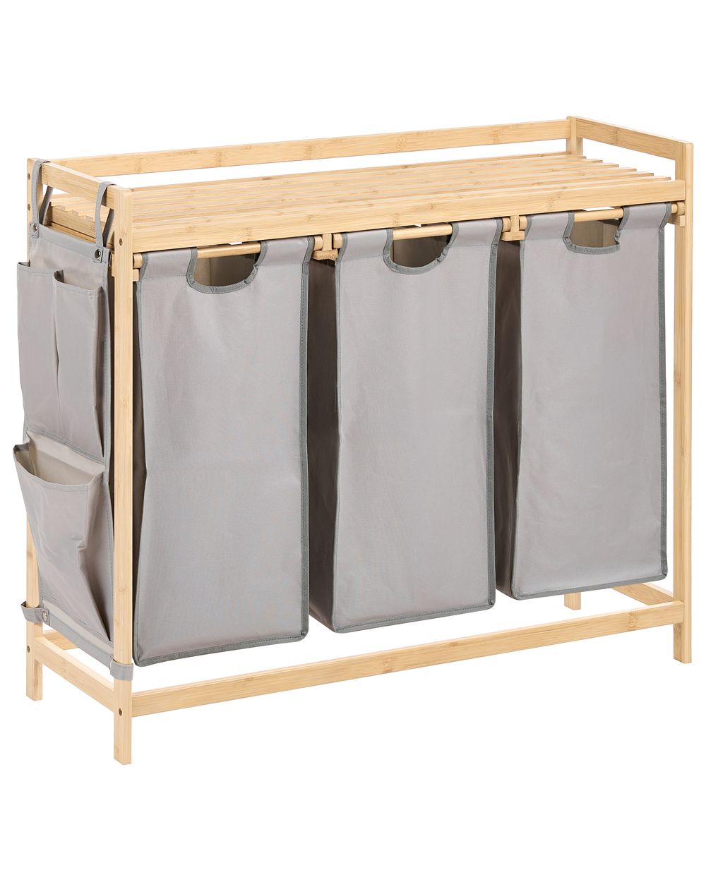 Set van 3 wasmanden met plank TOROTAL Bamboe Lichtbruin/grijs 120 L