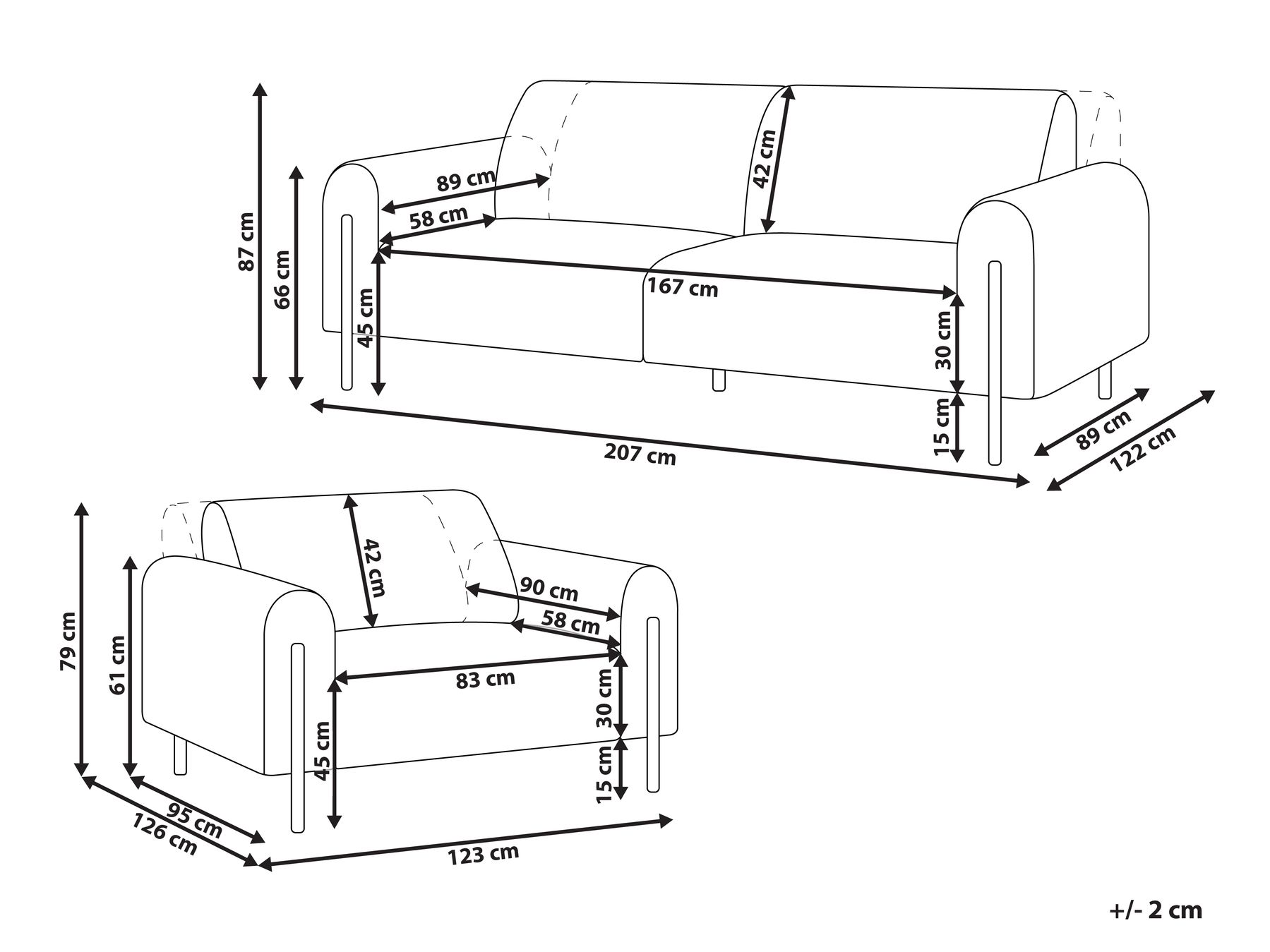 Fabric Living Room Set Grey ASKIM_917630