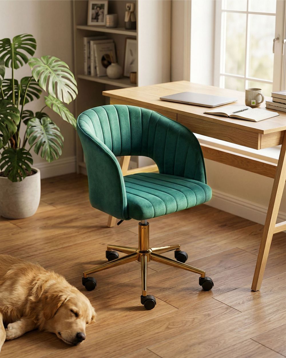 Chaise de bureau KATONAH Velours Vert
