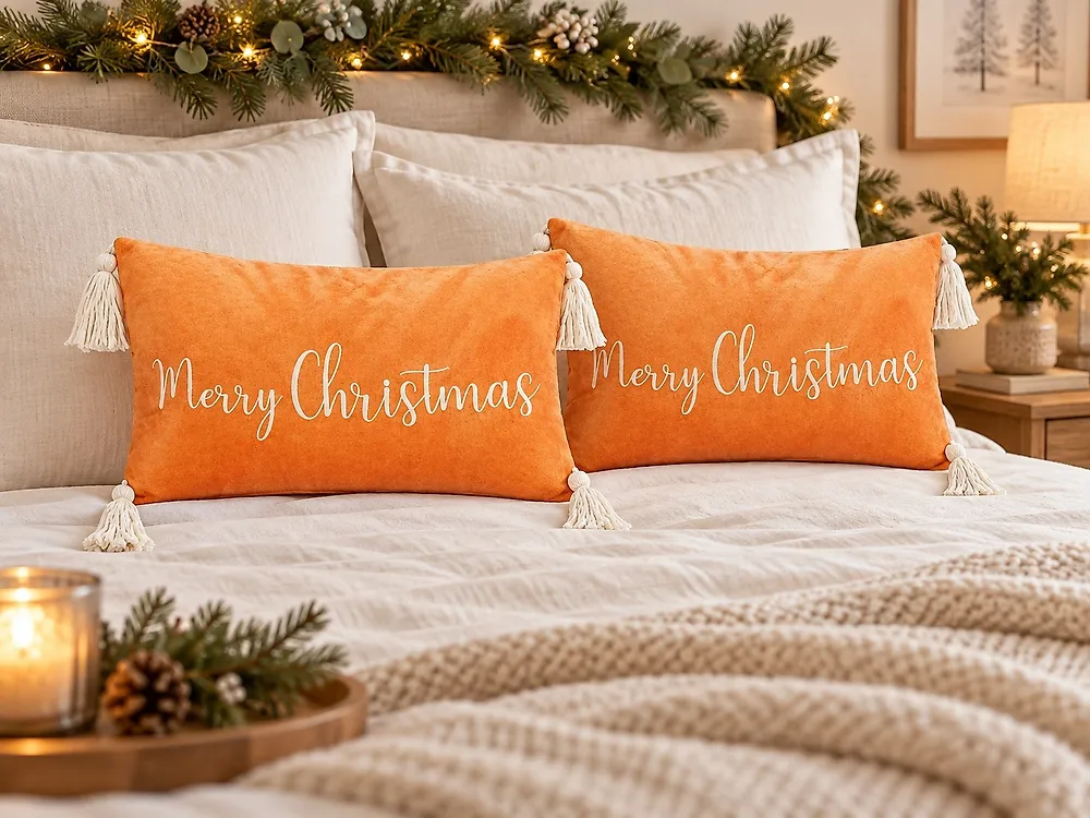 Lot De 2 Housses De Coussin Motif Casse-noisette - 45,7 X 45,7 Cm, Velours Rouge - Pour Noël, Canapé, Lit - Lavable Machine