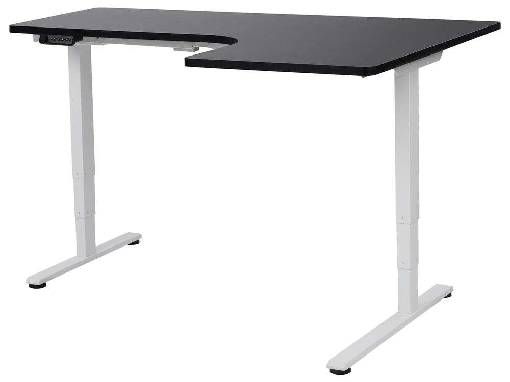 Electric Adjustable Corner Desk DESTINES 160 cm 109 cm Black/ White Right Hand