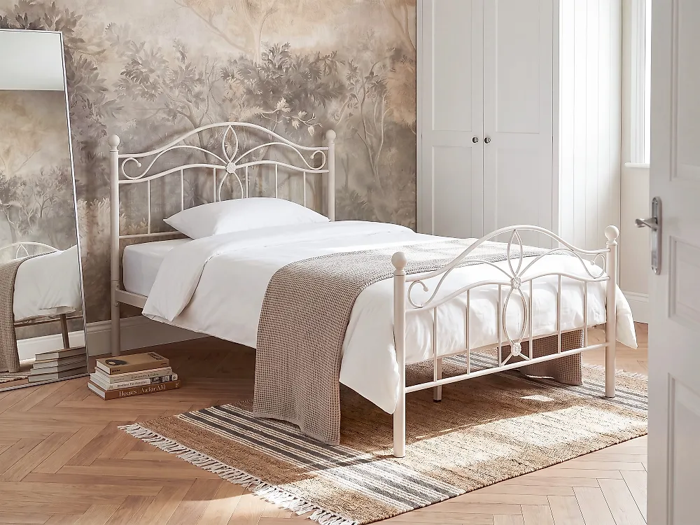 Bed Metal ANTLIA 120 x 200 cm (EU Small Double) Light Beige
