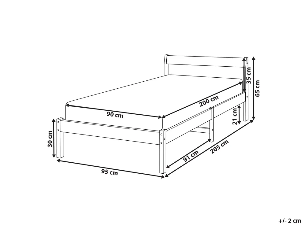 Bett mit Lattenrost Kiefernholz MADONE 90 x 200 cm Weiss_1131256