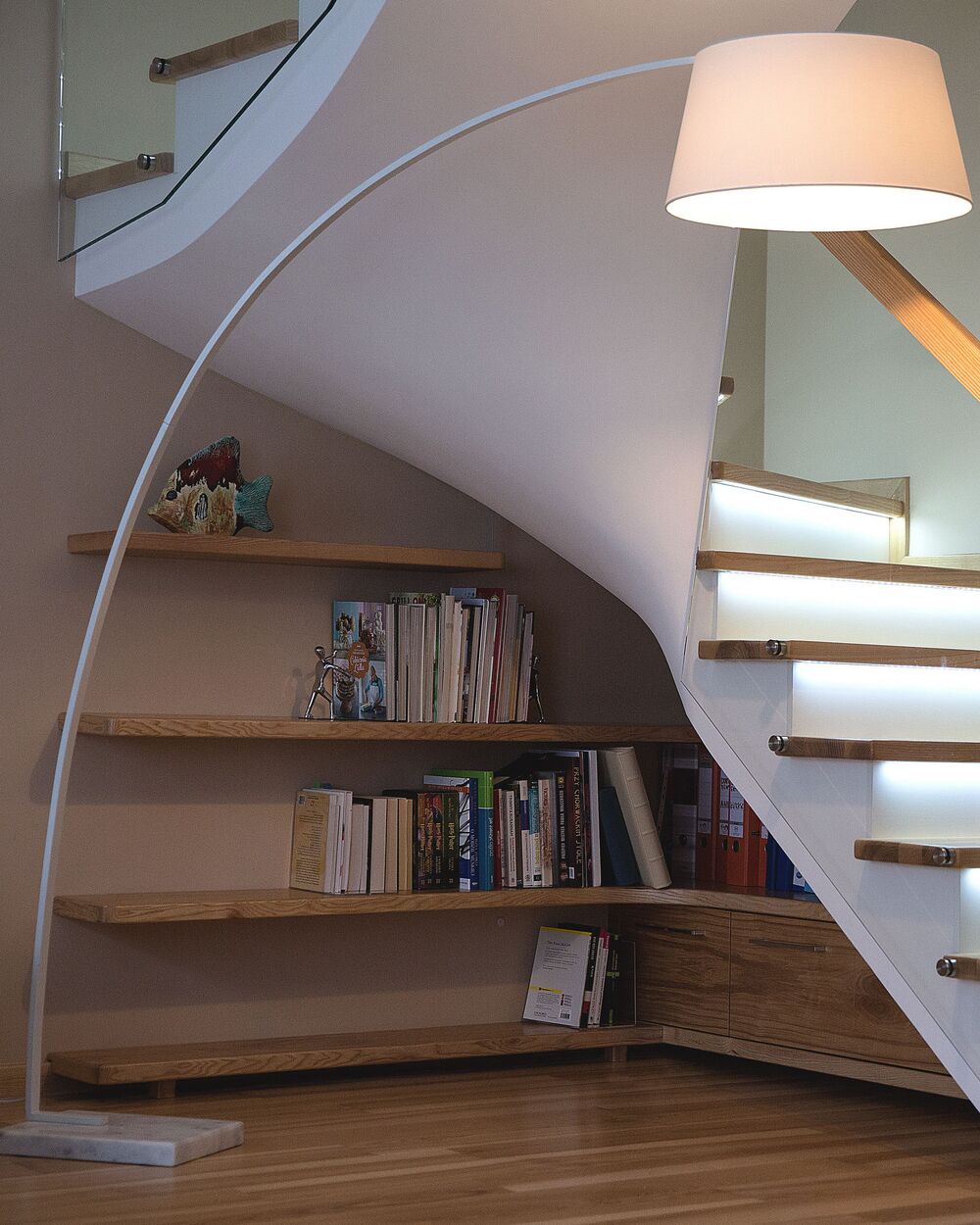 Wood arc floor lamp on sale