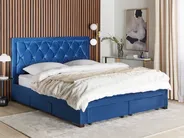 Bed with Storage Drawers LIEVIN Velvet Navy Blue 180 x 200 cm (EU Super King)_858006