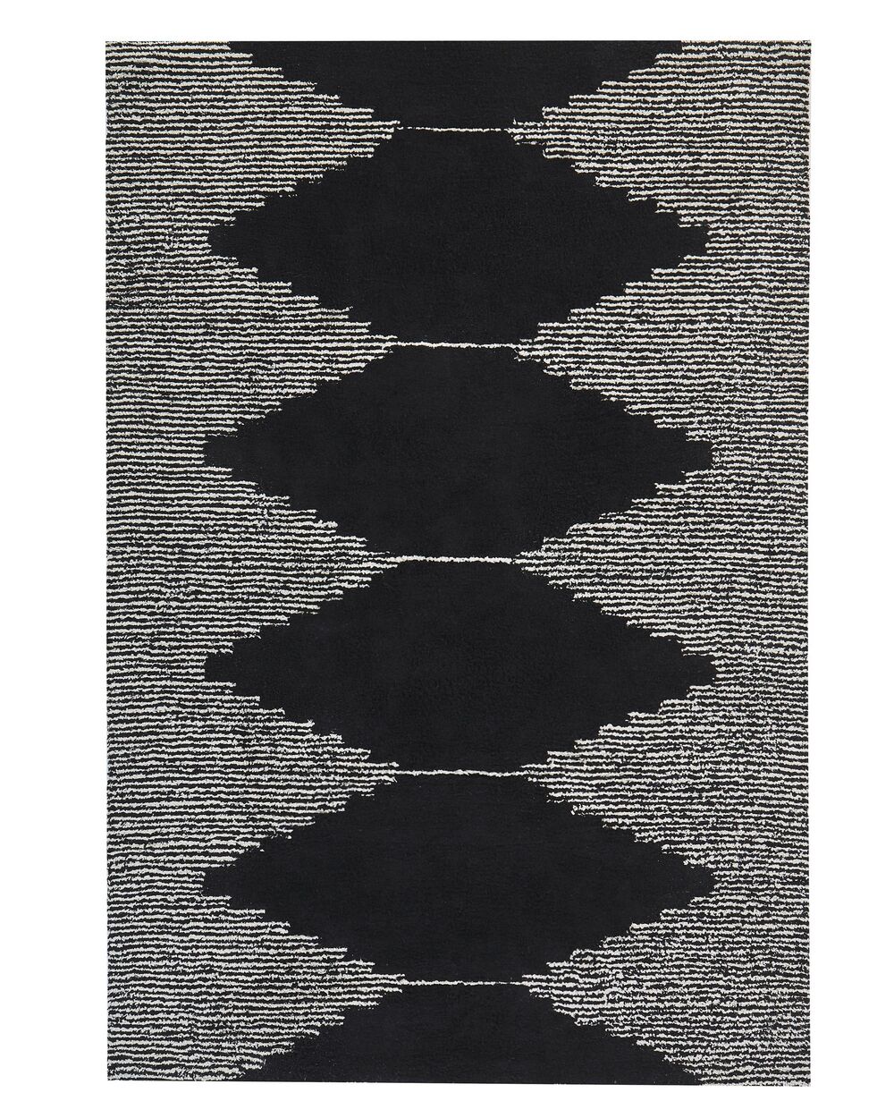 Vloerkleed BATHINDA Zwart/wit 140 x 200 cm Katoen