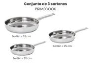 Conjunto de 3 sartenes PRIMECOOK Acero inoxidable Plateado_1051151