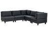 5 Seater Left Hand Modular Fabric Corner Sofa Black UNSTAD_924793