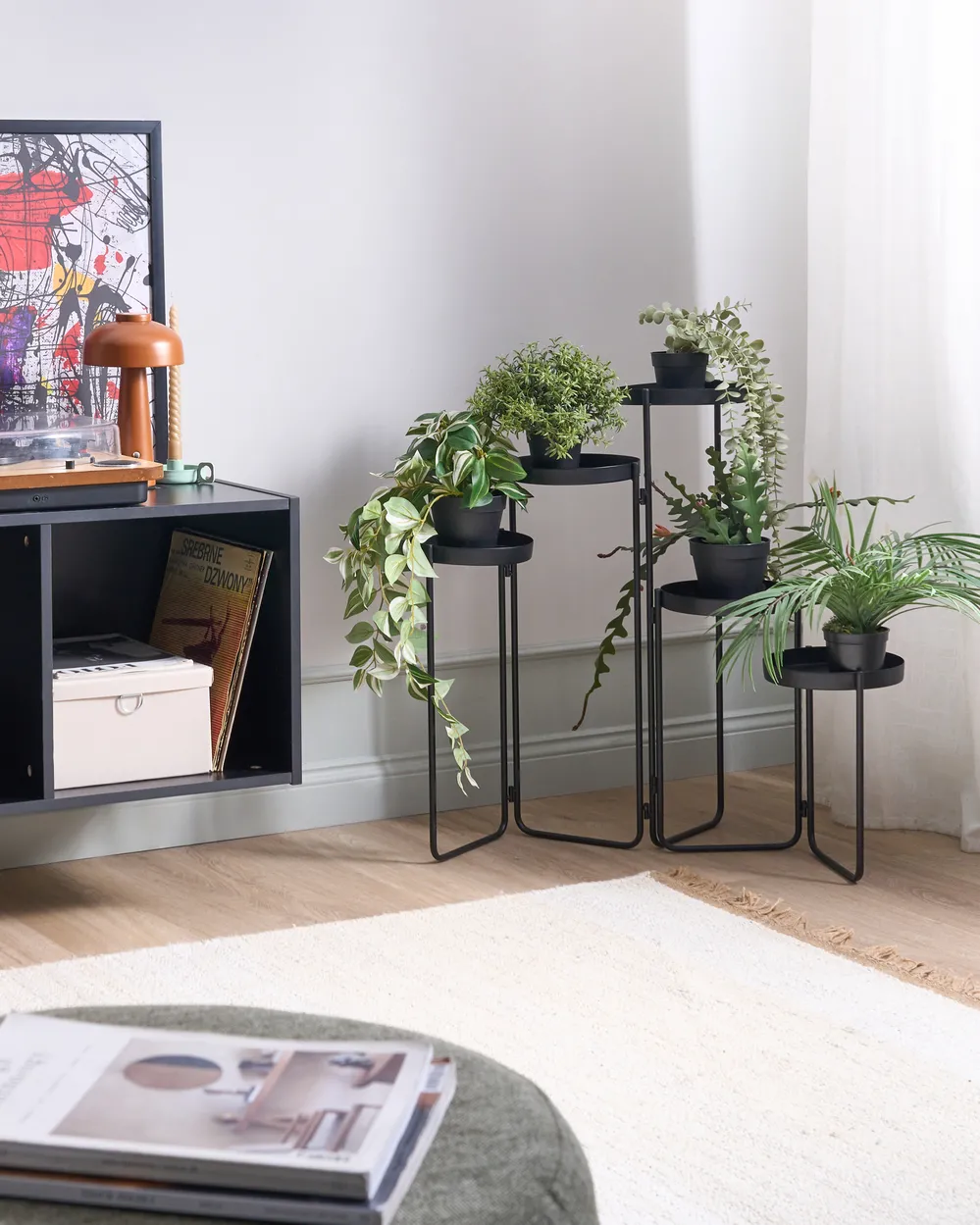 Plant Stand NANTEN Metal 80 cm Black